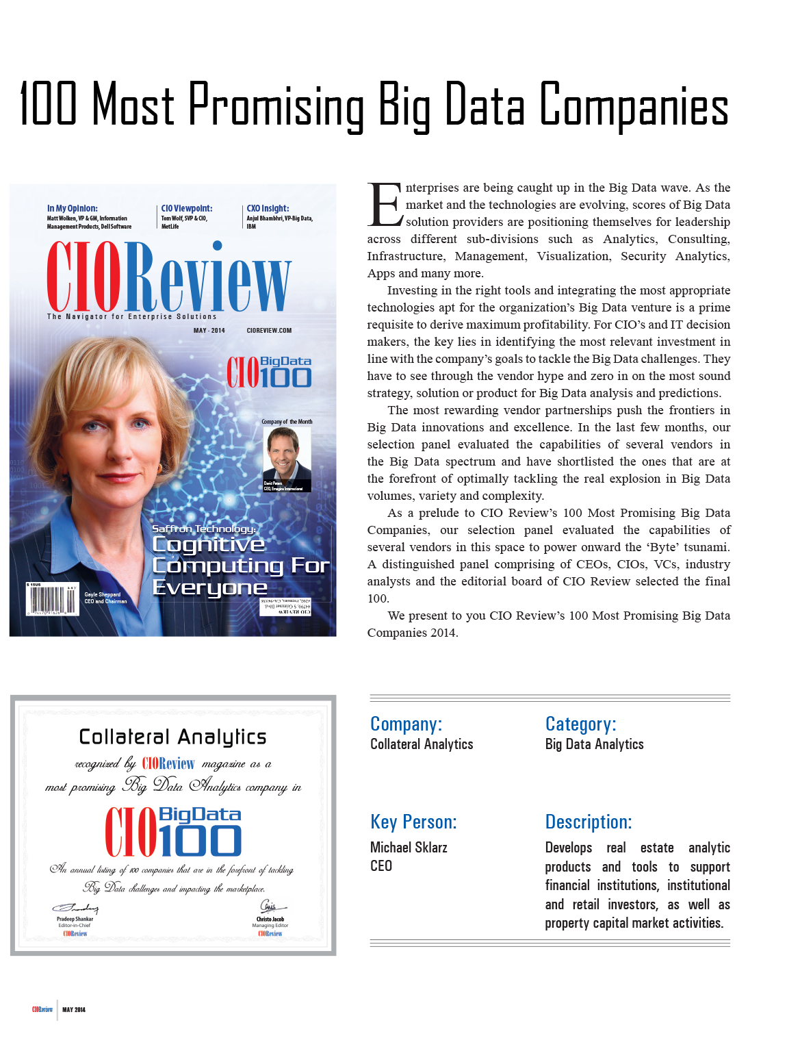 CIO REVIEW pg1 - Collateral Analytics